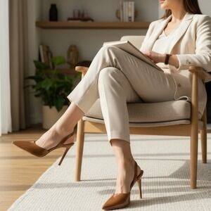 ALDO Women's Slingback Nude Brown Size 8 Pointed Pump Heels